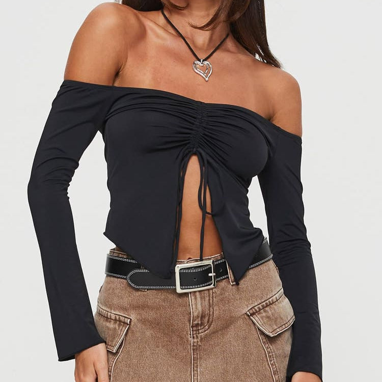 Top nero con spalle scoperte Carradine