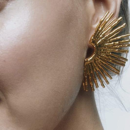 Orecchini semicircolari con settori metallici