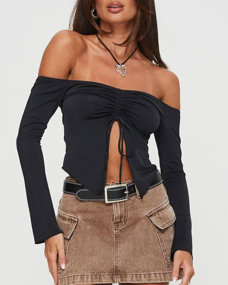 Top nero con spalle scoperte Carradine