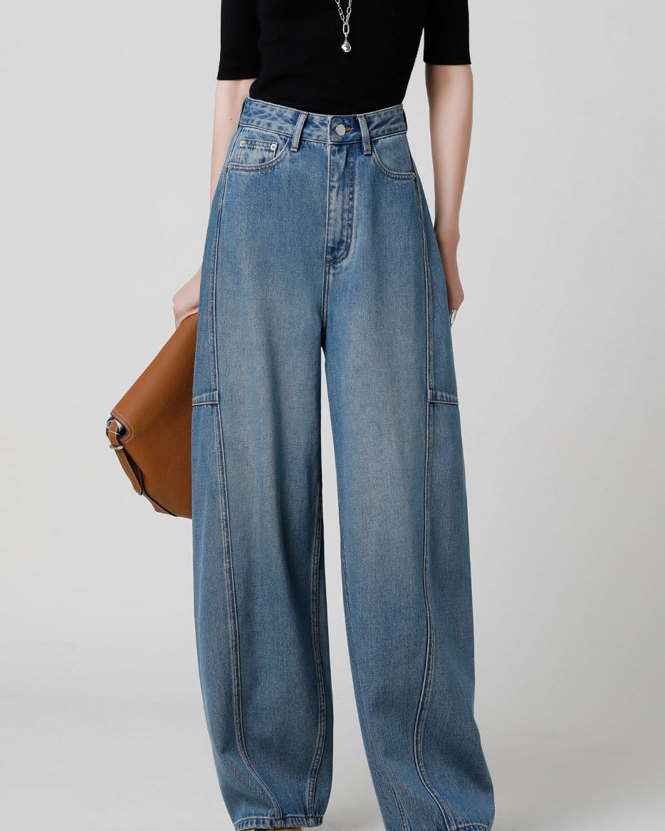 Jeans ad arco a vita alta firmati 