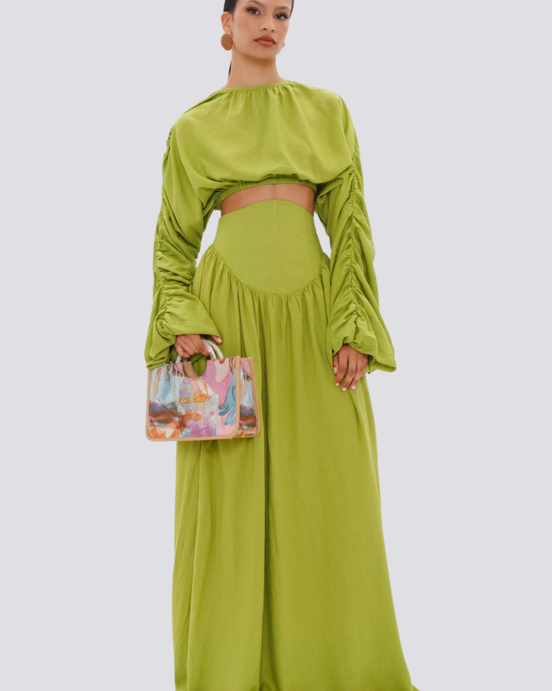 Adalicia Long Sleeve Ruched  Skirt Set