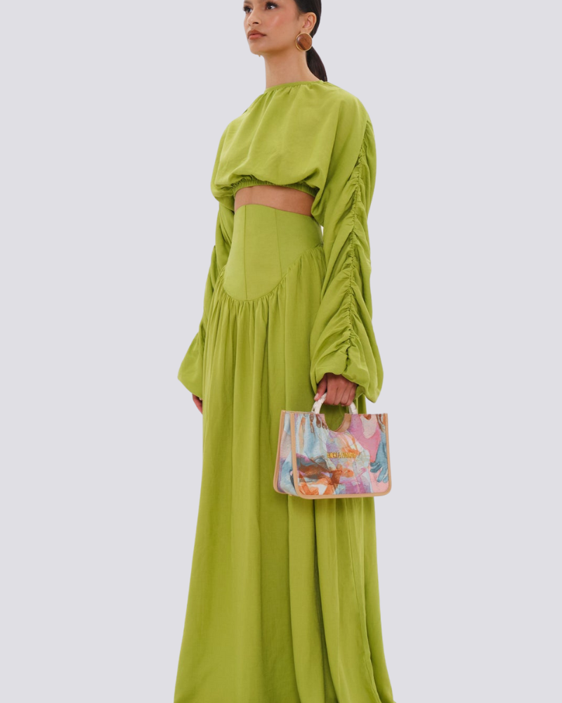Adalicia Long Sleeve Ruched  Skirt Set