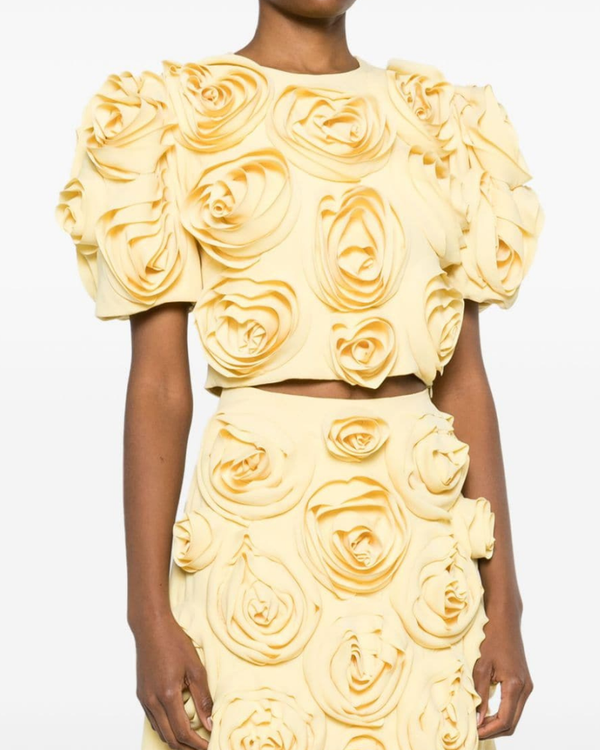 Aelis Puff Shoulder Floral Skirt Set
