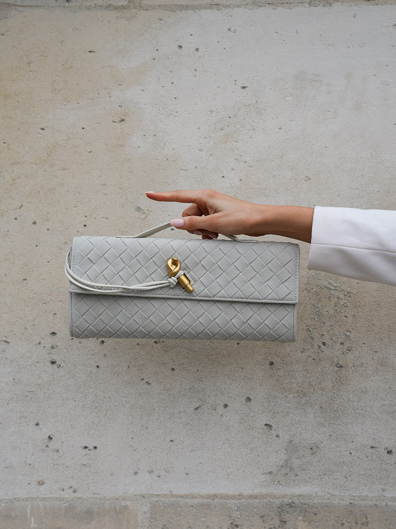 Paige Woven Suede Clutch Bag