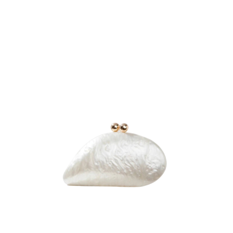 Ariel Acrylic Pearlescent Shell Clutch Bag