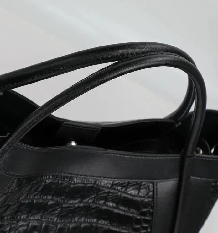 Adriana Croco Medium Genuine Leather Bag