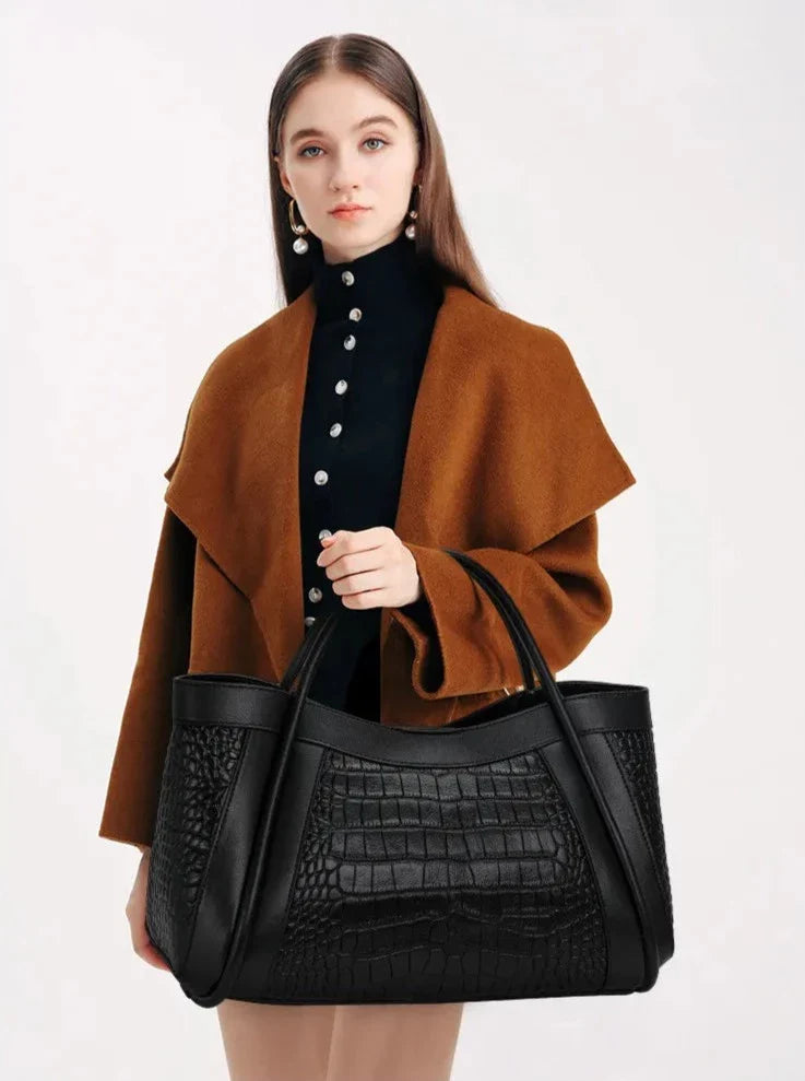 Adriana Croco Medium Genuine Leather Bag