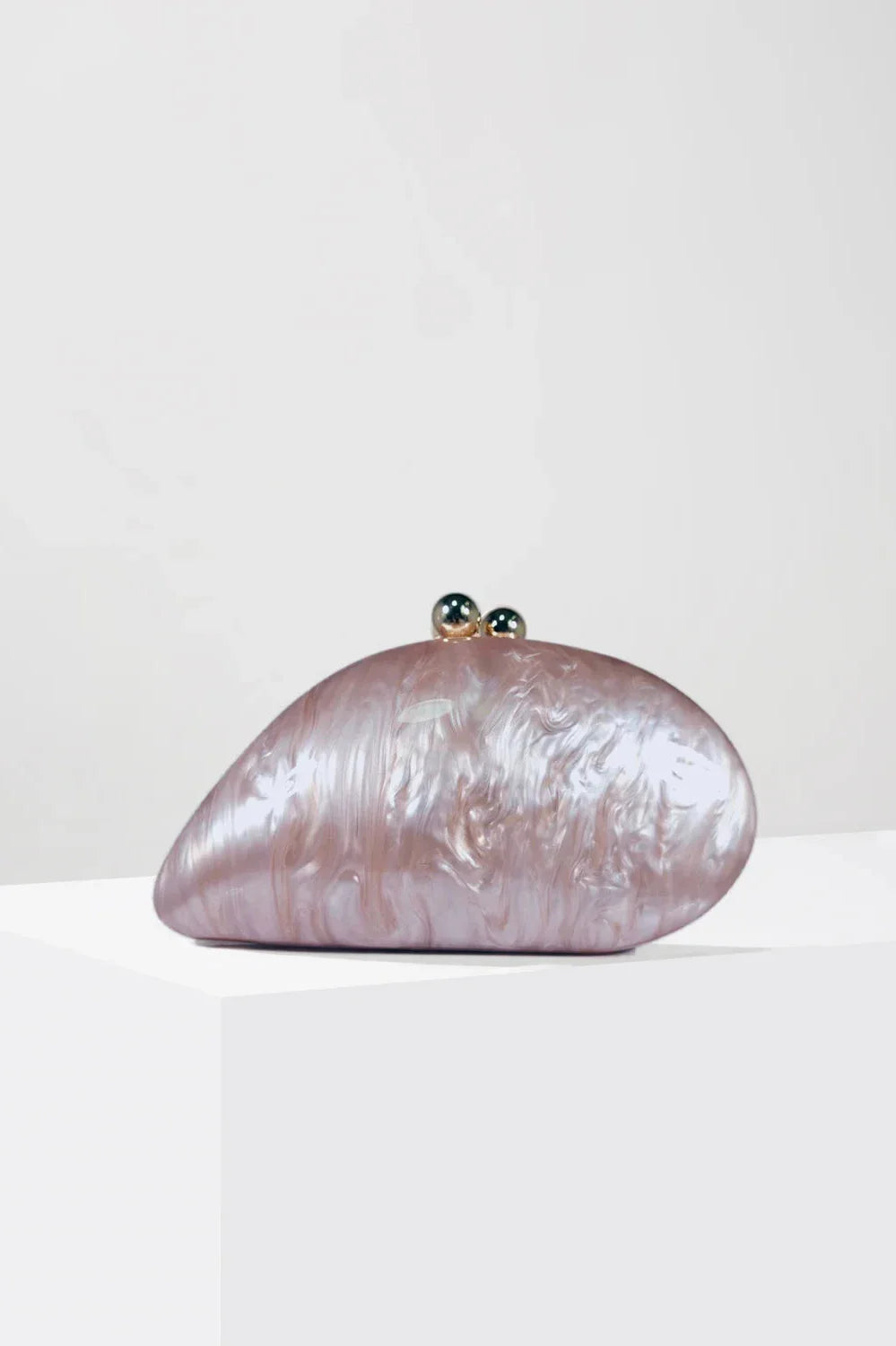 Ariel Acrylic Pearlescent Shell Clutch Bag