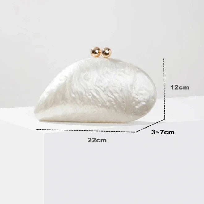 Ariel Acrylic Pearlescent Shell Clutch Bag