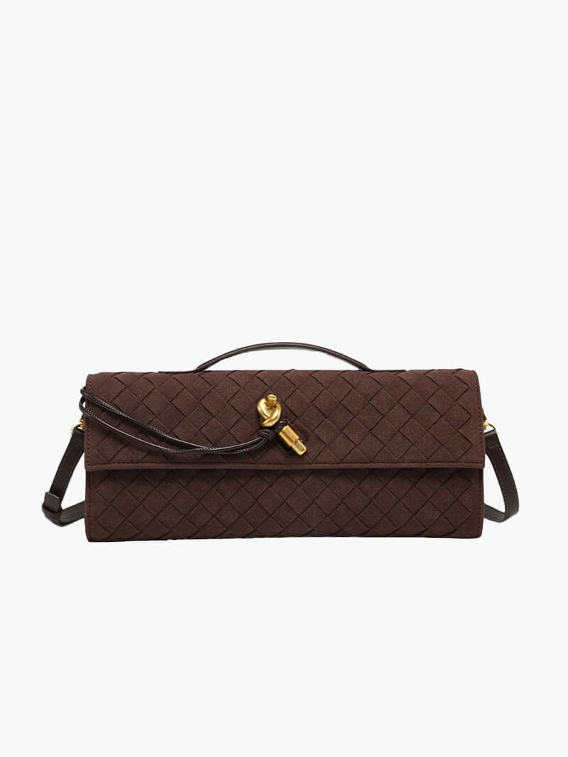 Paige Woven Suede Clutch Bag