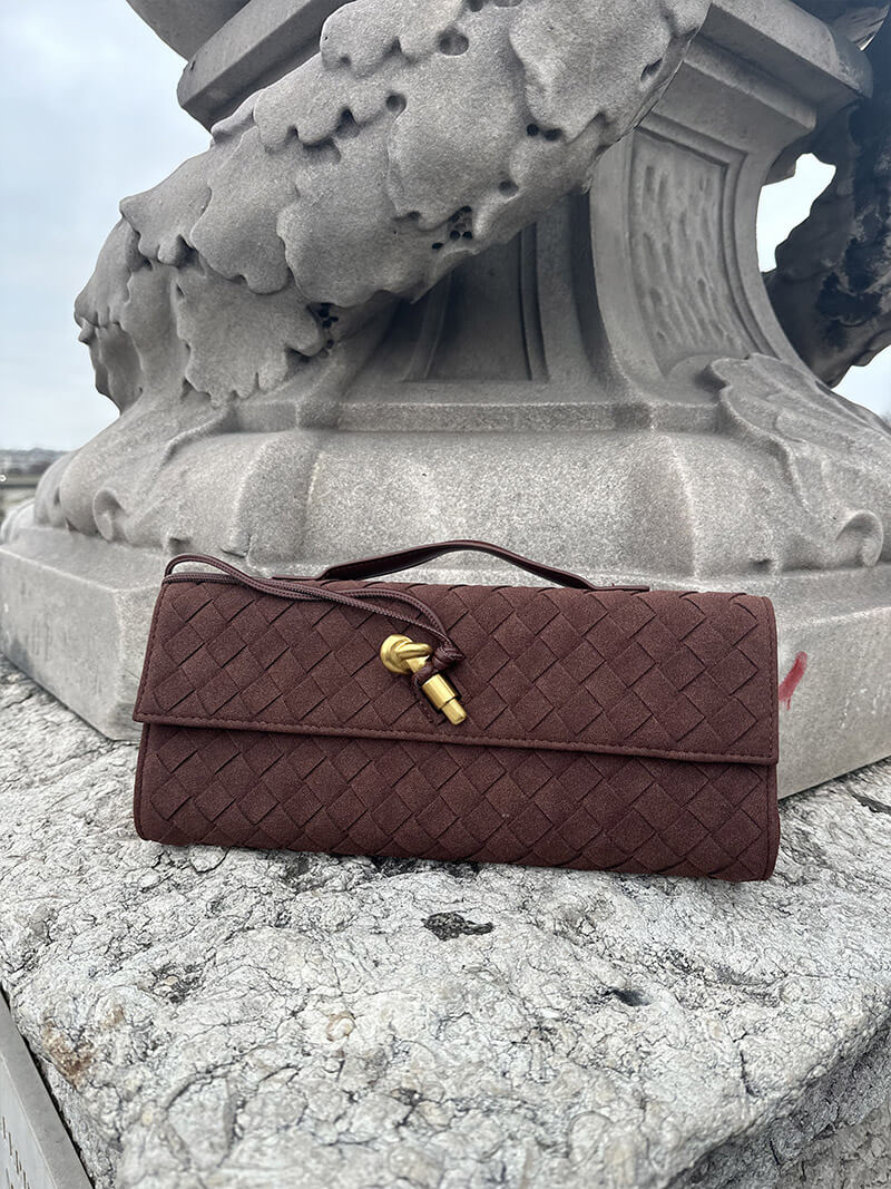Paige Woven Suede Clutch Bag