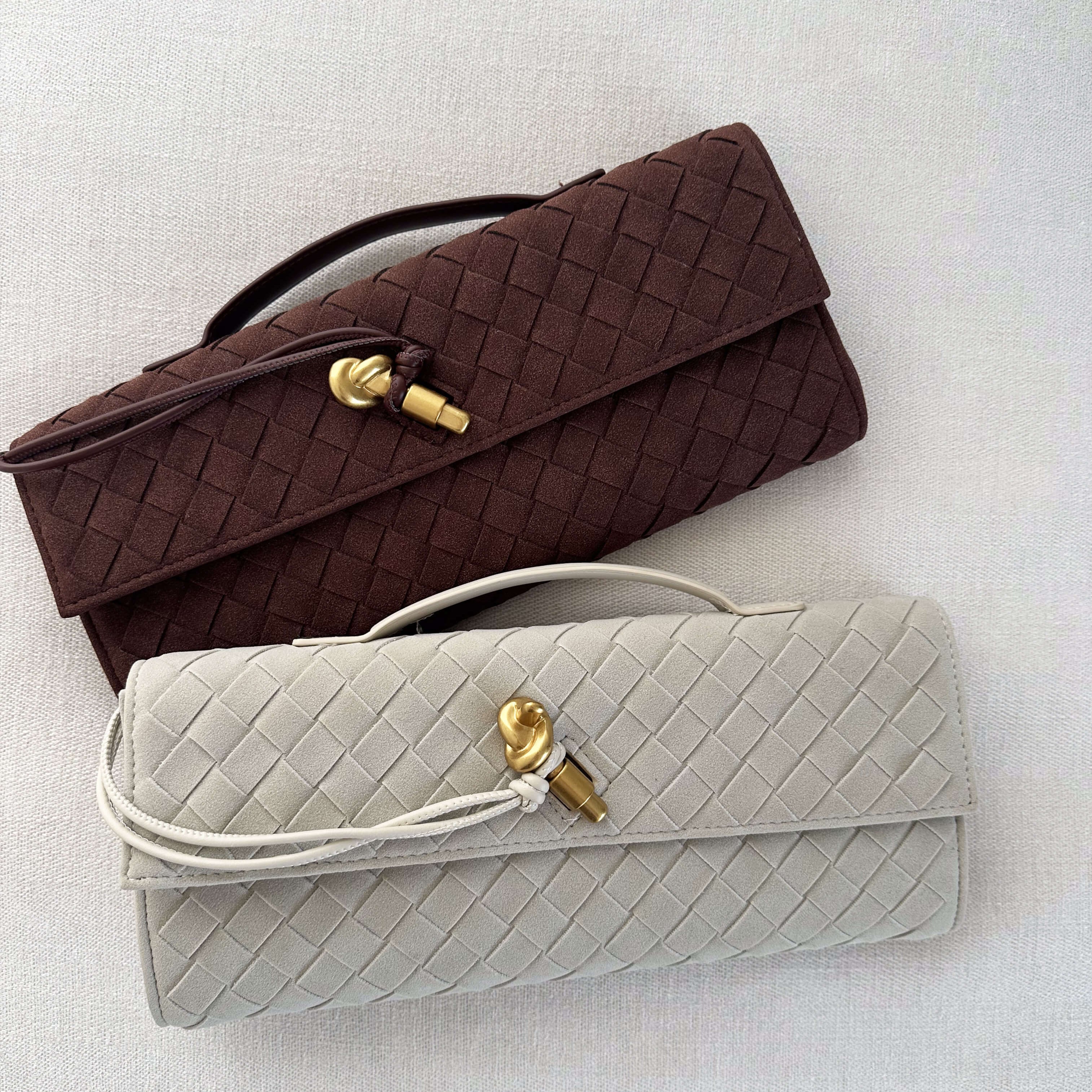Paige Woven Suede Clutch Bag