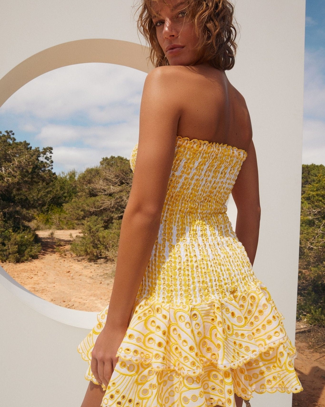 Dolly Embroidered Lace Strapless Mini Bodycon Dress